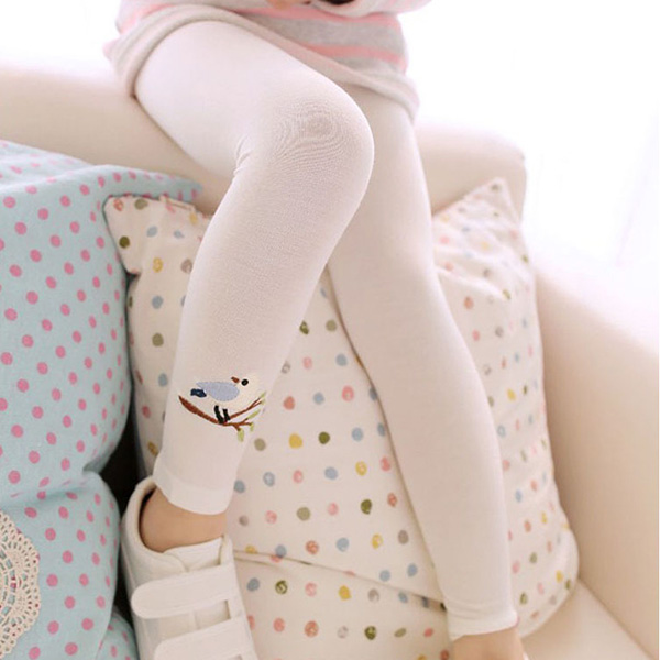 Toddler Kid Girl Baby Pants Bird Pattern Stretch Warm Leggings Trousers