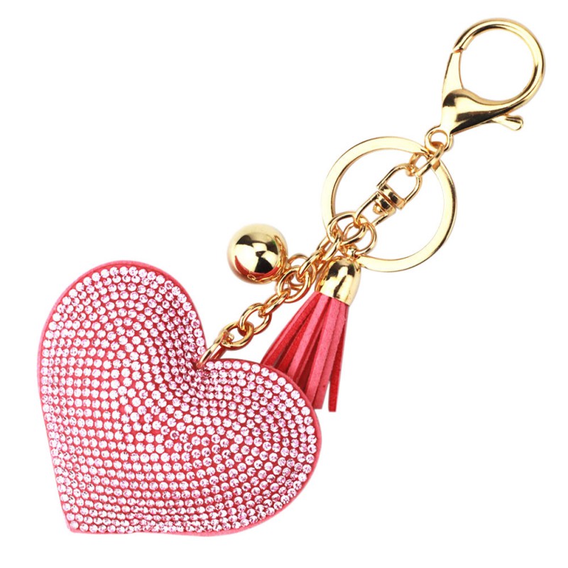 Fancy Women Crystal Rhinestone Pendant Heart Shape Key Ring Chain