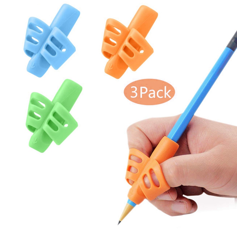 3Pcs Two Finger Pencil Grip Silicone Baby Learning Writing Correction ...