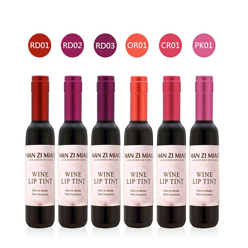6PCS Wine Bottle Shape Lip Tint Liquid Long Lasting Moisturizing Lip