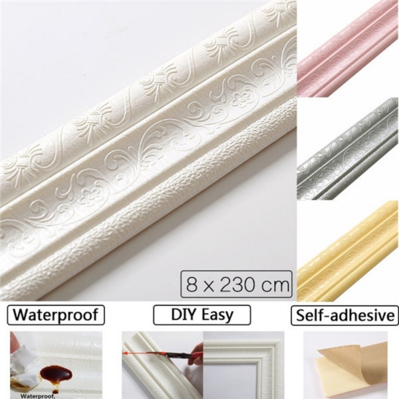 230cm Waterproof Self-sticking 3D Wall Border Home Wall Decor Removable Sticker 