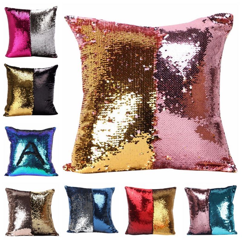 Uk Square Pillow Cover Glitter Sequins Throw Cases Room Car Sofa