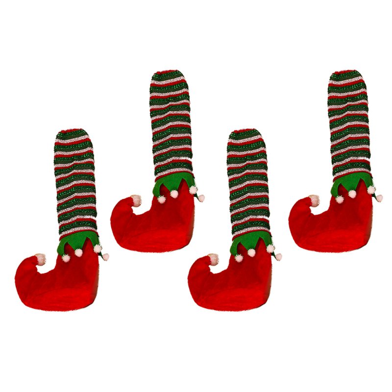 2/4PCS Christmas Chair Foot Socks Table Legs Cover Stocking Santa/Elves Boots 