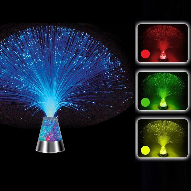 Details About Home Led Color Changing Lamp Fiber Optic Glacier Lite Crystals Stand Light Decor
