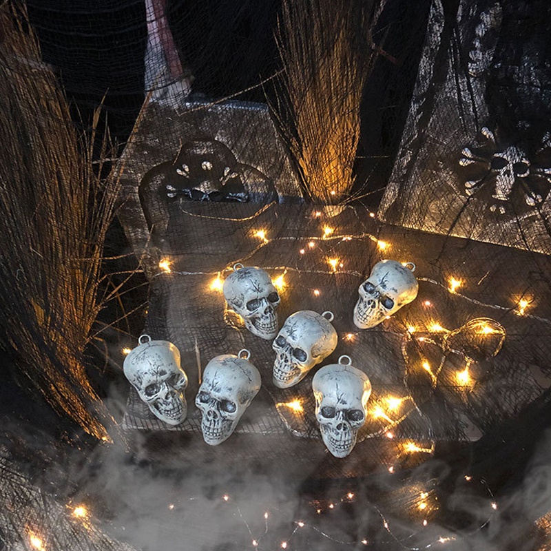 6PCS Halloween Skeleton Skull Bones Life Size Skull Head Haunted Horror ...
