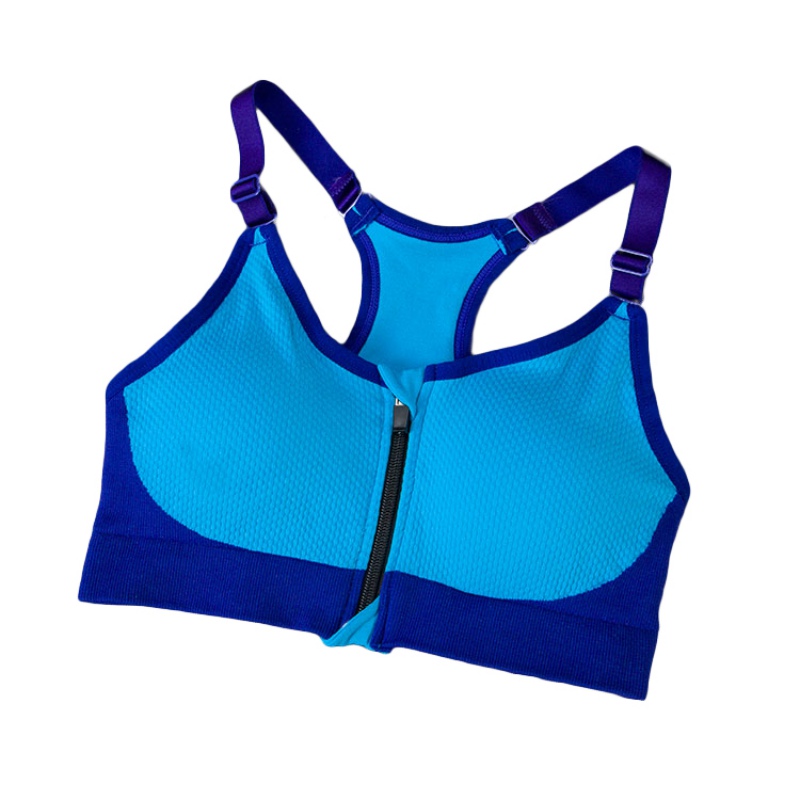 Women's Zip Front Sports Bra Push Up Racerback High Impact Wirefree Gym Bra UK eBay