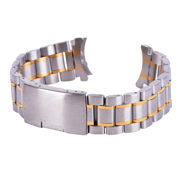 Stainless Steel Solid Link s Chic Watch Band Strap Bracelet Curved End ...