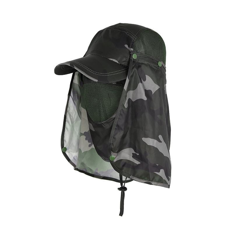 Outdoor UV Protection Baseball Hat Cap Ear Flap Neck Cover Camo Fishing Hunting