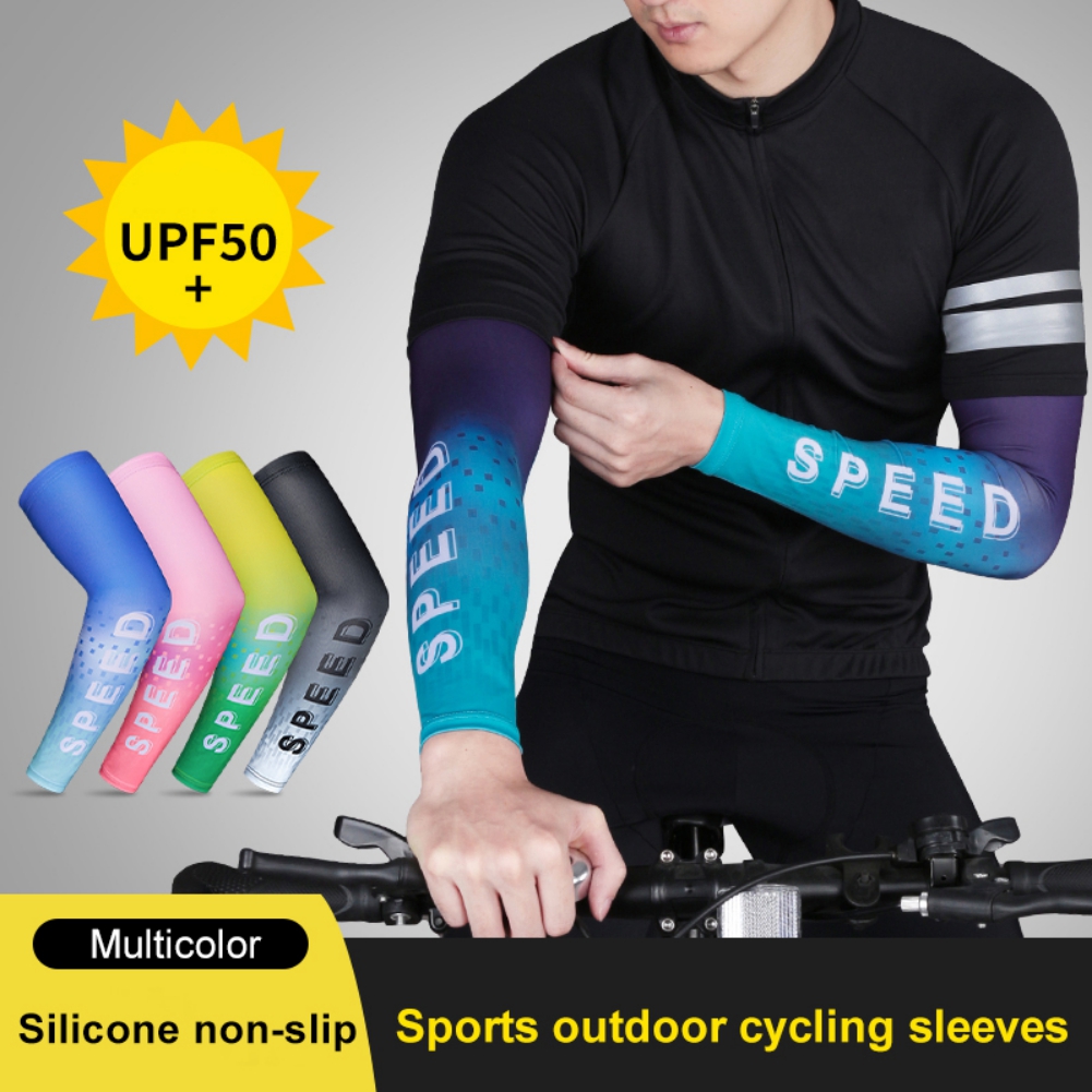 Ice Fabric Arm Sleeves Unisex Summer Sports UV Protection For Outdoor Cycling SZ 