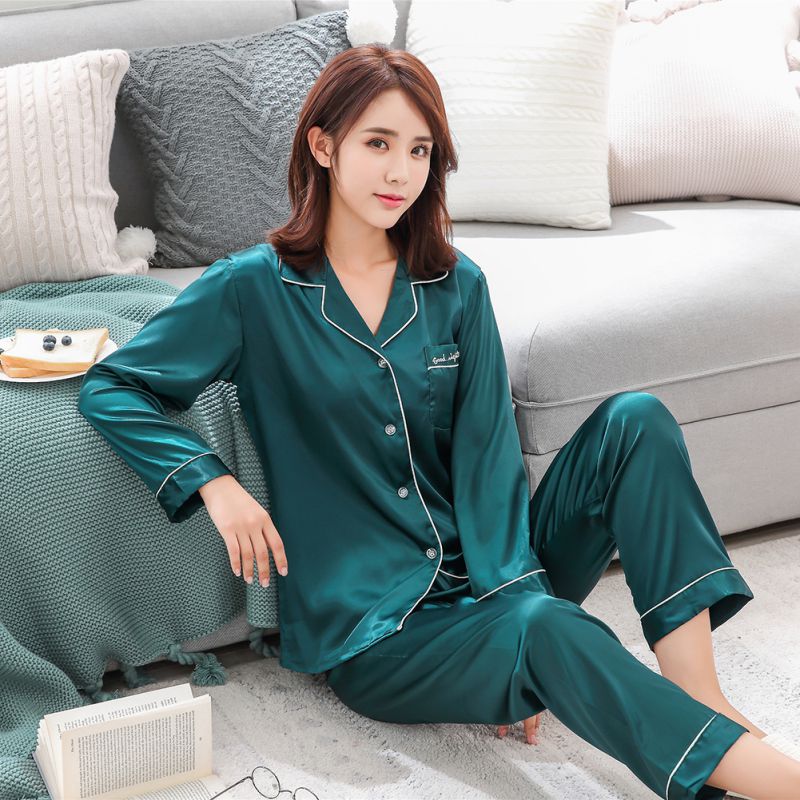 Women Men 3 Colors Silk Satin Pajamas Pyjama Sets Sleepwear Nightwear Homewear 