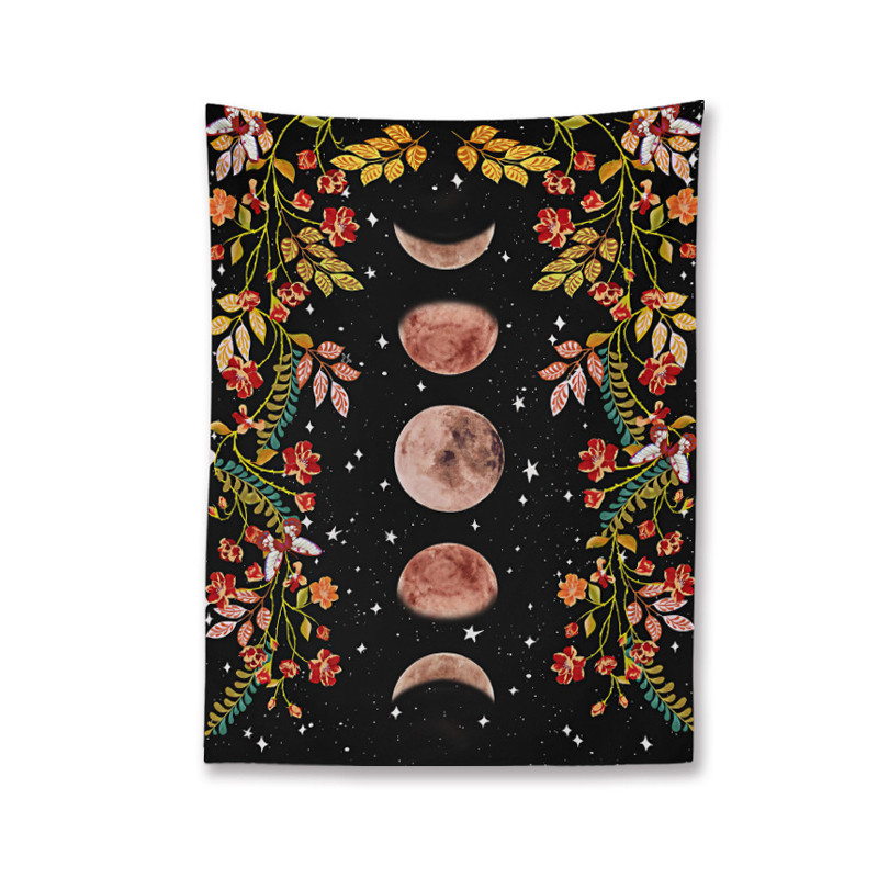 Wall Art Tapestry Gifts Moon Phase Lunar Display Wall Hanging Home Decor Black 