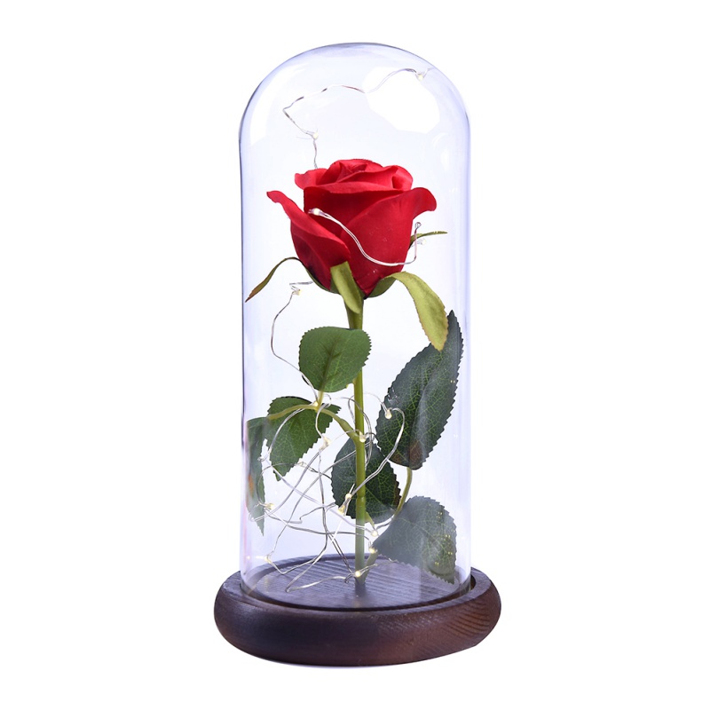 Red Rose In A Gl Dome W Wooden Base For Wedding Anniversary Red Rose In A Gl Dome W Wooden