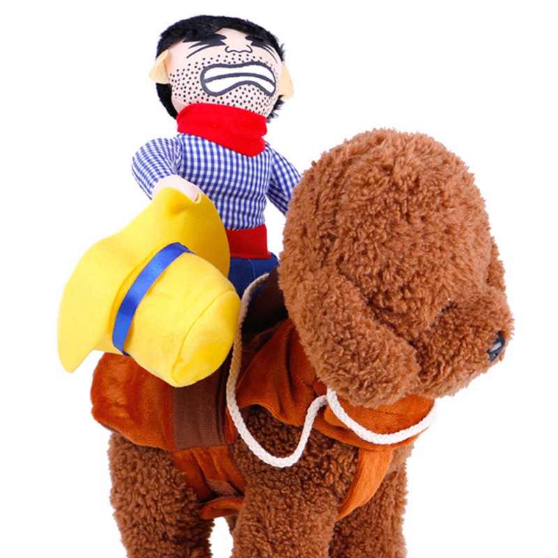 Fun Pet Puppy Dog Cat Cowboy Rider Toy Costume Vest Riding Men Party ...