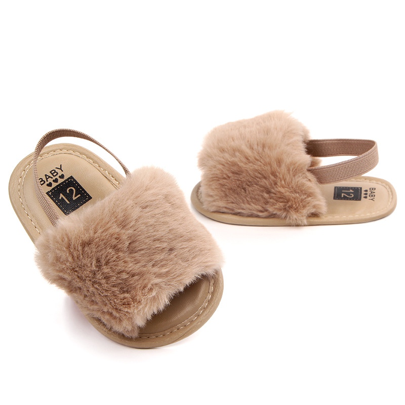 infant fur sandals