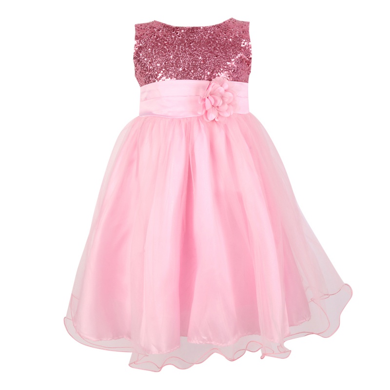 Kid Girls Sequin Flower Princess Tulle  Gown  Formal Wedding  