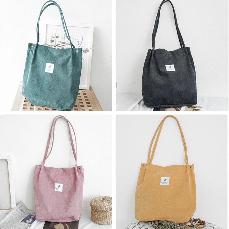 Ladies Corduroy Shoulder Bag Fashion Casual Canvas Bag Large Capacity Tote Bag Handbag Work Bags Schoolbag