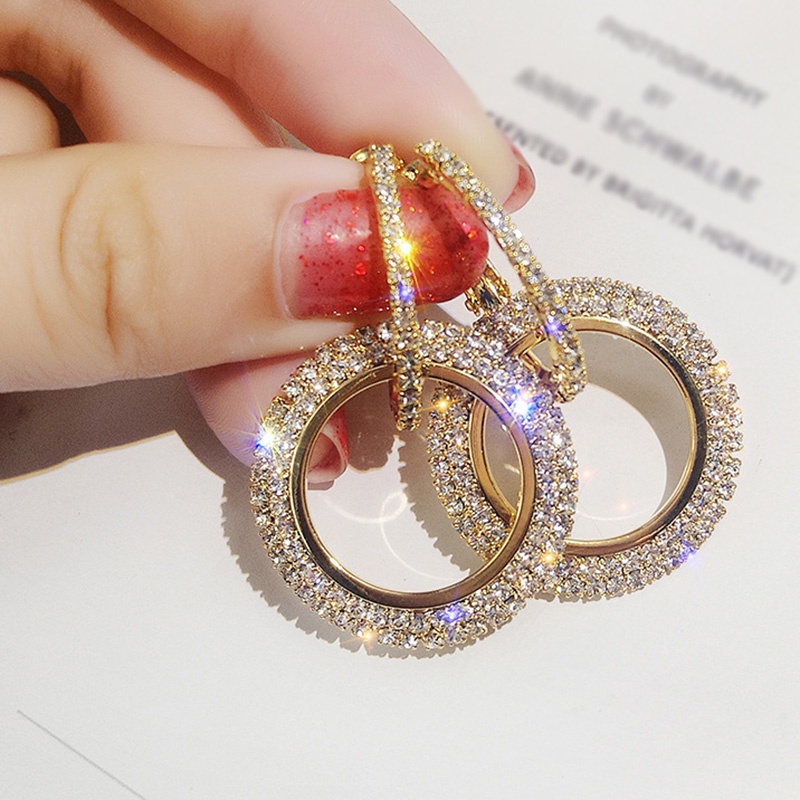 Fashion Lady Crystal Drop Earrings Oval Drop Earrings necklace