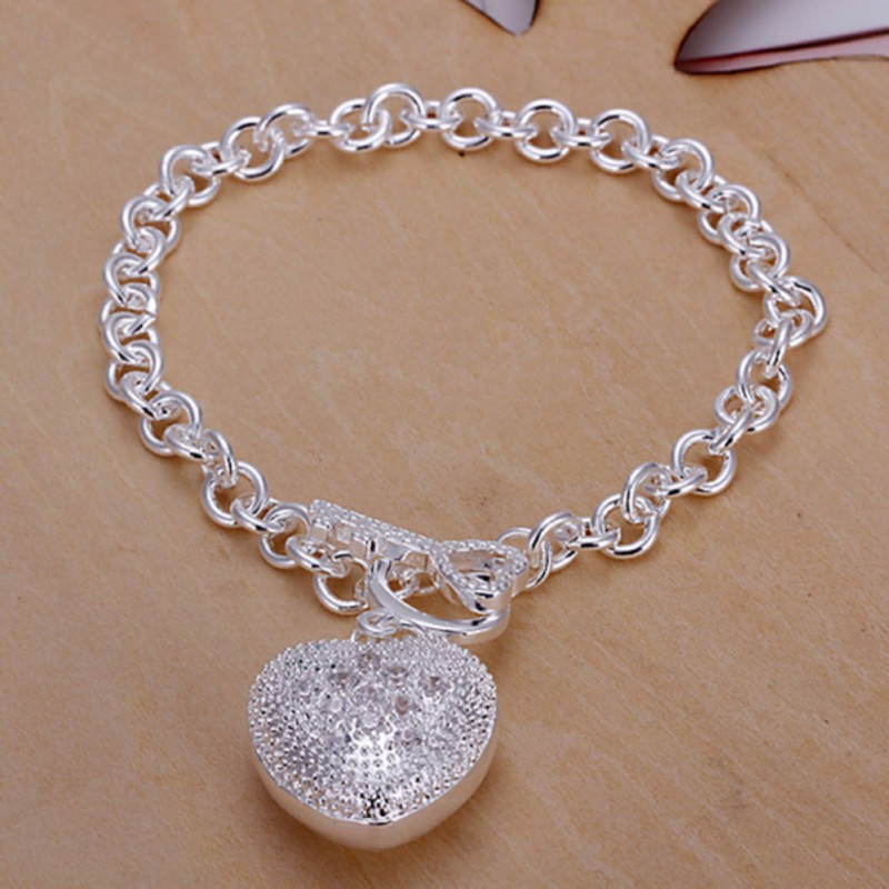 Jewelry Fashion Style Women 925 Sterling Silver Charm Chain Bracelet