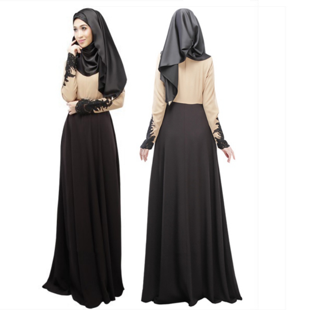 Women Muslim  Cocktail Long Sleeve Maxi Dress  Kaftan Abaya 