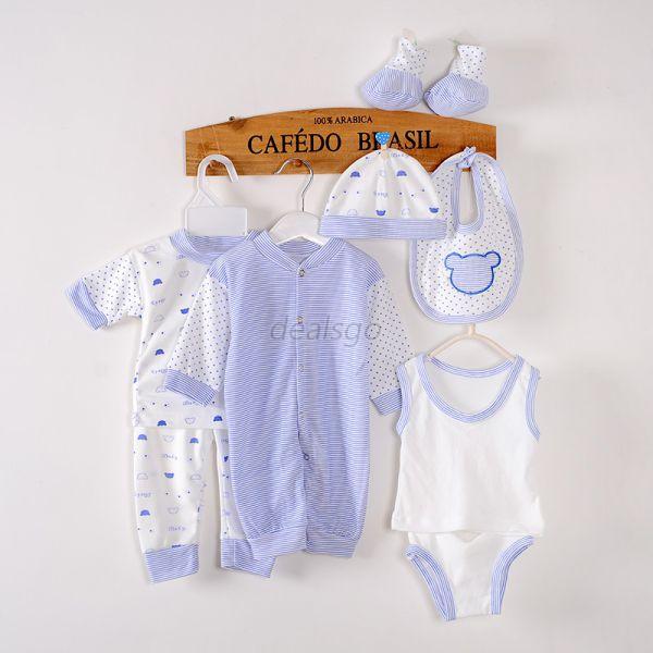 8pcs Newborn Infant Kids Baby Boy Girl T Shirt Tops Pants Outfits